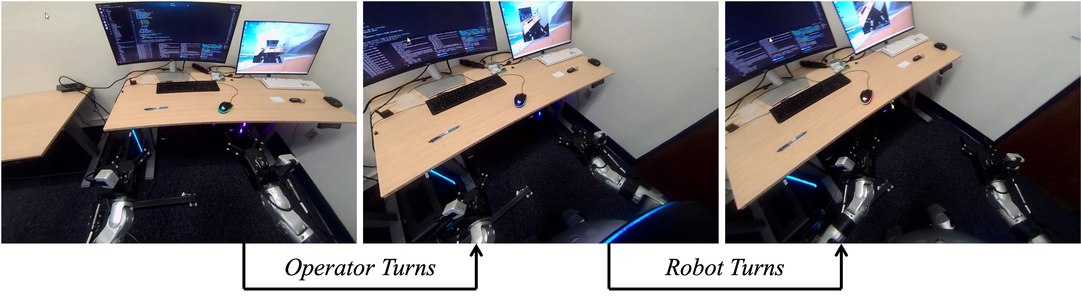 Visual stabilization during operator and robot turns.